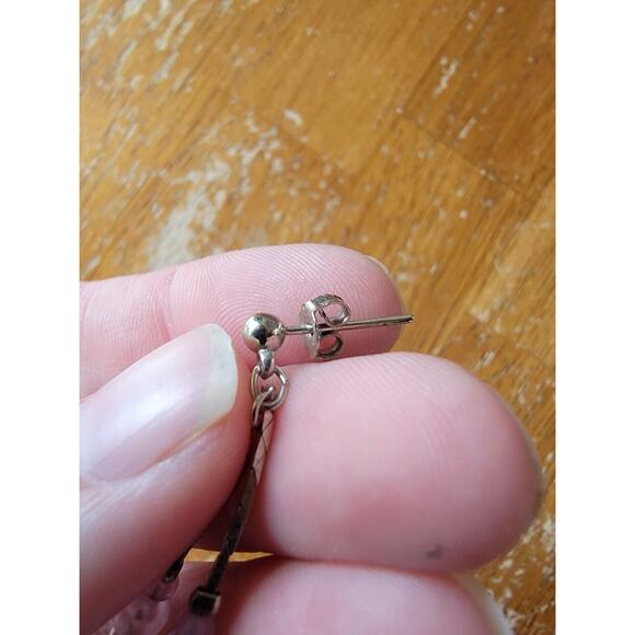 Silver Purple White Frosted Pearl Gems Earrings - Picture 5 of 5